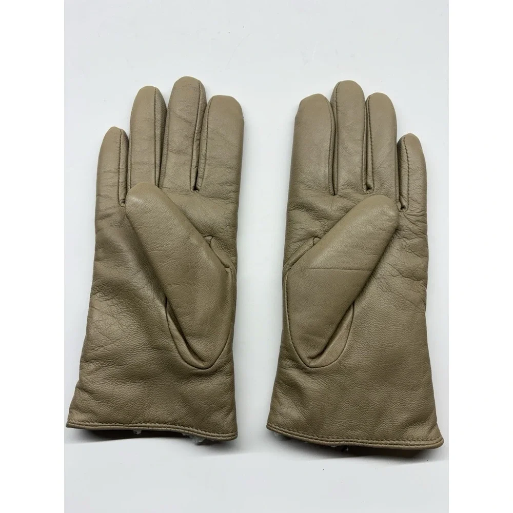 Isotoner Leather Gloves Lined Women 7.5 Aris‎ Tan